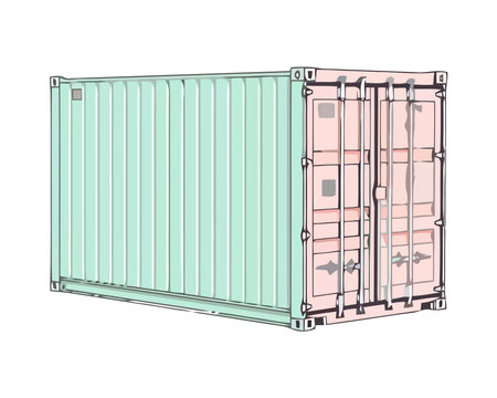 Heavy steel cargo container delivering merchandiseのイラスト素材