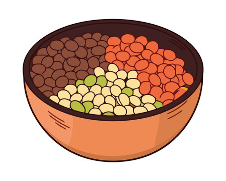 Fresh organic meal, bowl of autumn seedsのイラスト素材