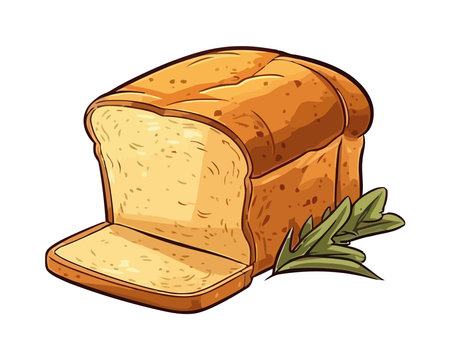 Fresh baguette, sliced for a gourmet mealのイラスト素材