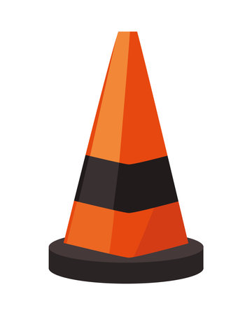 Construction site danger orange cone, warning signのイラスト素材