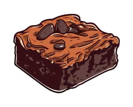 Sweet chocolate brownie with chips iconのイラスト素材
