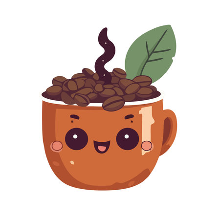 Cute cartoon mascot holding a hot mugのイラスト素材