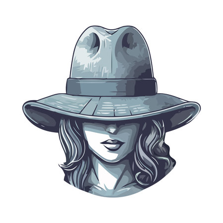 Fashionable woman wear fedoras in modern iconのイラスト素材