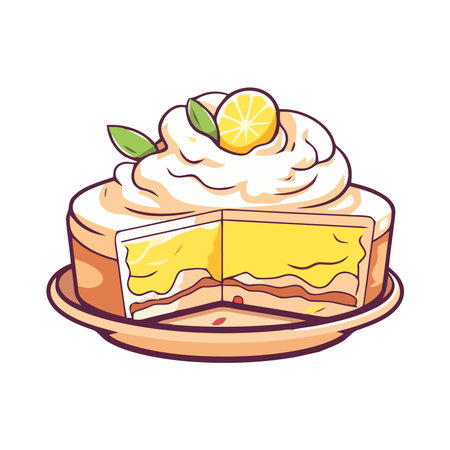 Whipped cream and berries top sweet cheesecakeのイラスト素材