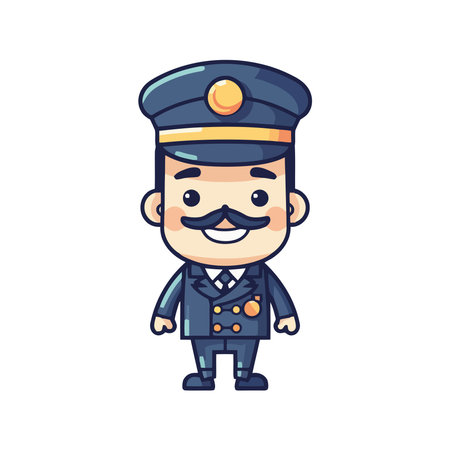 Cheerful army officer mascot in cute uniformのイラスト素材
