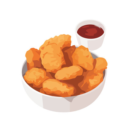 Fresh gourmet fried chicken and sauceのイラスト素材