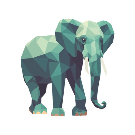 Cute elephant mascot in abstract geometric shapeのイラスト素材