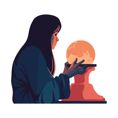 Fortune teller with magic crystal ballのイラスト素材
