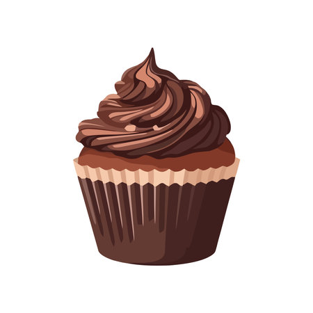 Cupcake dessert, chocolate cream muffin iconのイラスト素材