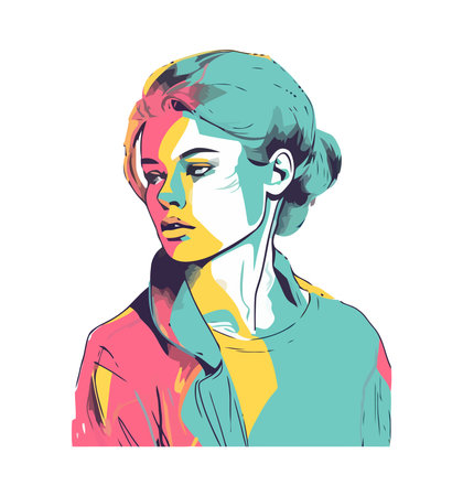 Smiling fashion model in yellow silhouette outlineのイラスト素材