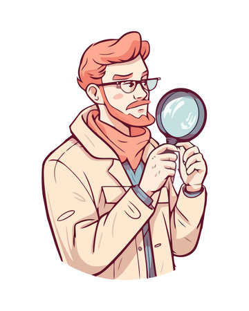 man using magnifying glass for scientific discoveryのイラスト素材