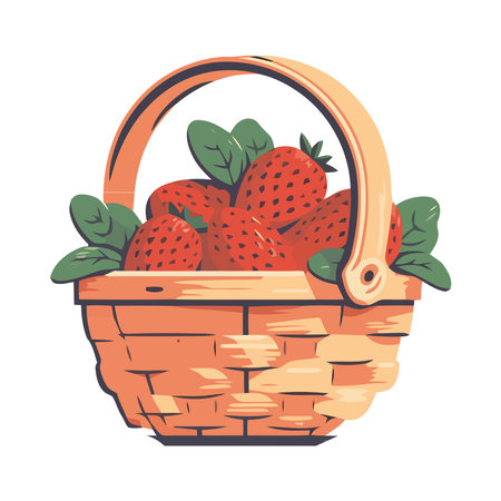 Juicy ripe strawberries, fresh from nature harvestのイラスト素材
