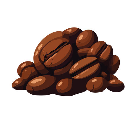 Fresh coffee bean heap, aroma symbolizes refreshmentのイラスト素材