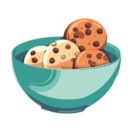 Delicious dessert ball icon, chocolate cookie snack in cute cartoonのイラスト素材