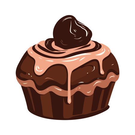 Delicious chocolate cupcake with creamy icing, a sweet treatのイラスト素材