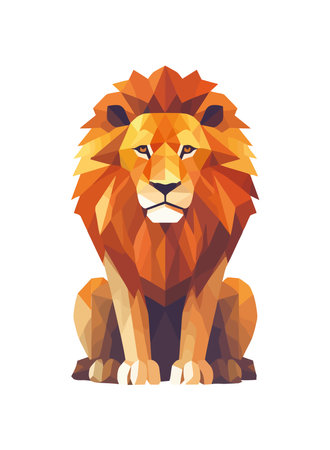 Lion, feline Africa large, isolated abstract iconのイラスト素材