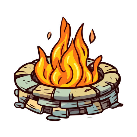 Burning campfire igniting nature dangerous inferno iconのイラスト素材