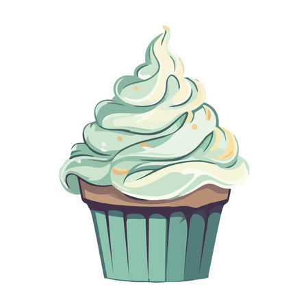 Cute cupcake illustration with whipped creamのイラスト素材