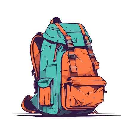 Backpack hiking adventure equipment iconのイラスト素材