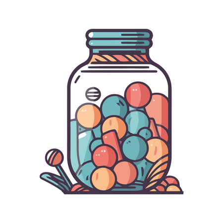 sweet bonbon candies jar illustrationのイラスト素材