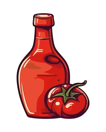 Fresh organic tomato juice in bottleのイラスト素材