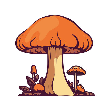 Autumn forest illustration edible mushroom icon designのイラスト素材