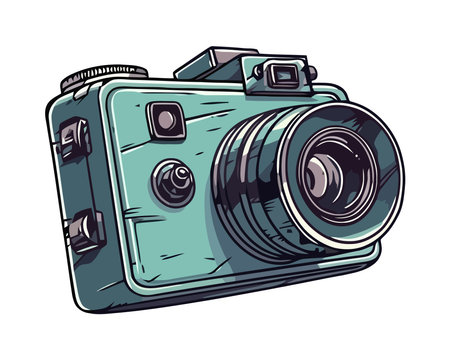 Antique camera symbolizes old fashioned photography revivalのイラスト素材