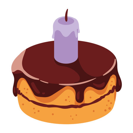 chocolate cake with candleのイラスト素材