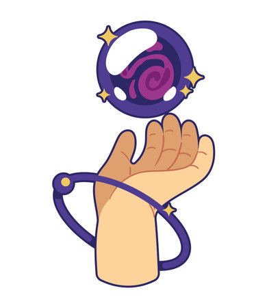 esoteric hand with crystal ballのイラスト素材