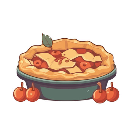 Freshly baked sweet pie and fruitsのイラスト素材