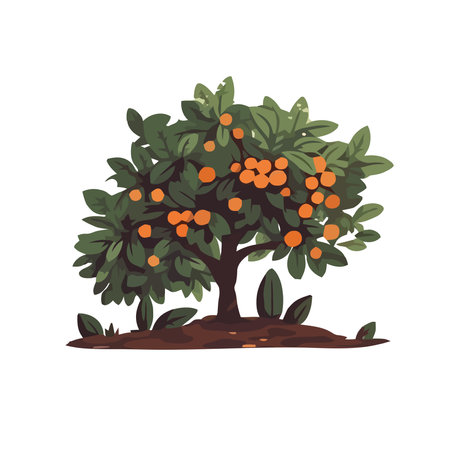 Green leaves on tree branch with fruitsのイラスト素材