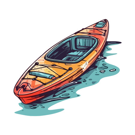 Kayak Vector on water illustration of Outdoor activitiesのイラスト素材