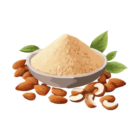 Fresh organic rice and nuts bowl, healthy vegetarian mealのイラスト素材