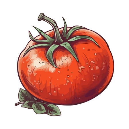 Juicy ripe tomato, fresh from organic farmのイラスト素材