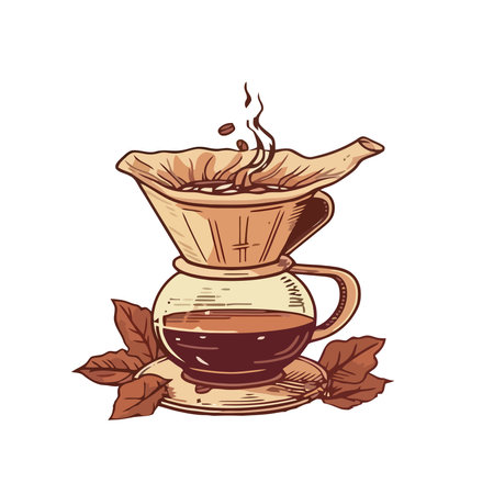 Hot drink illustration with coffee makerのイラスト素材