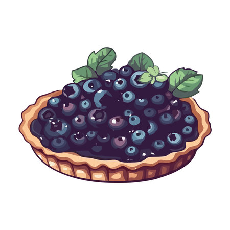Freshly baked homemade berry dessert on a cute purple backdropのイラスト素材