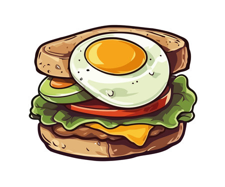 Gourmet burger with bacon, cheese and tomatoのイラスト素材