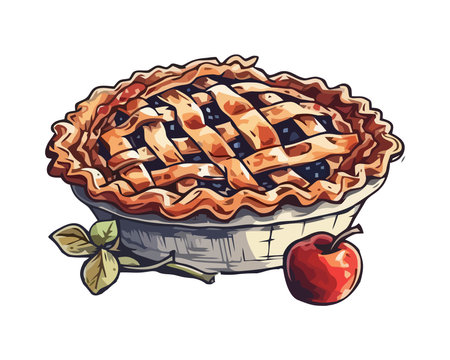 Freshly baked apple pie, sweet and deliciousのイラスト素材
