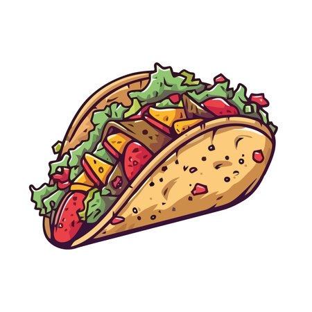 Freshly cooked beef taco with homemade guacamoleのイラスト素材