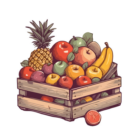 Fresh fruits in a basketのイラスト素材