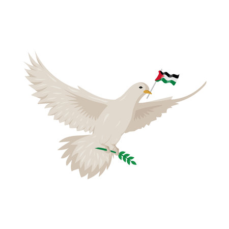 palestine peace dove with flag illustrationのイラスト素材