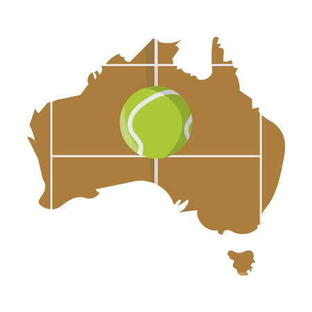 australia tennis illustration with a map and ballのイラスト素材
