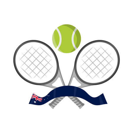 australia tennis illustration with a flag and racketsのイラスト素材