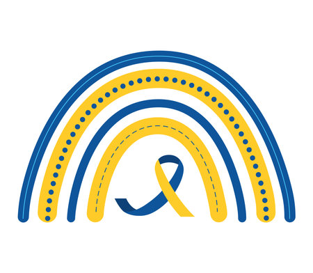 down syndrome rainbow ribbonのイラスト素材