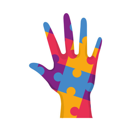 autism puzzle handのイラスト素材