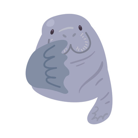 manatee sea animal cartoonのイラスト素材