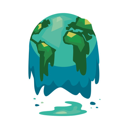 melting planet earth climate changeのイラスト素材