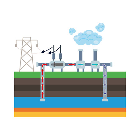 station geothermal renewable energyのイラスト素材