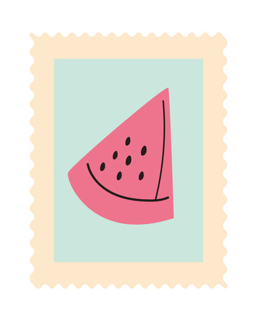 postage stamp with fruitのイラスト素材