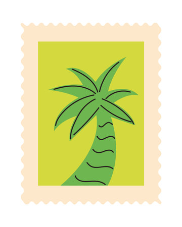 postage stamp with palm treeのイラスト素材